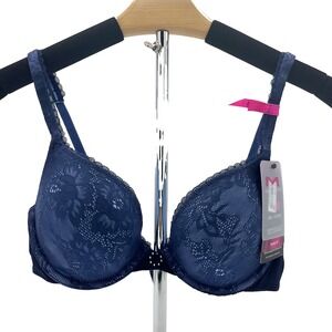 Maidenform Demi‎ Coverage Push-Up Bra 09473 36D Floral Print Blue IRI
